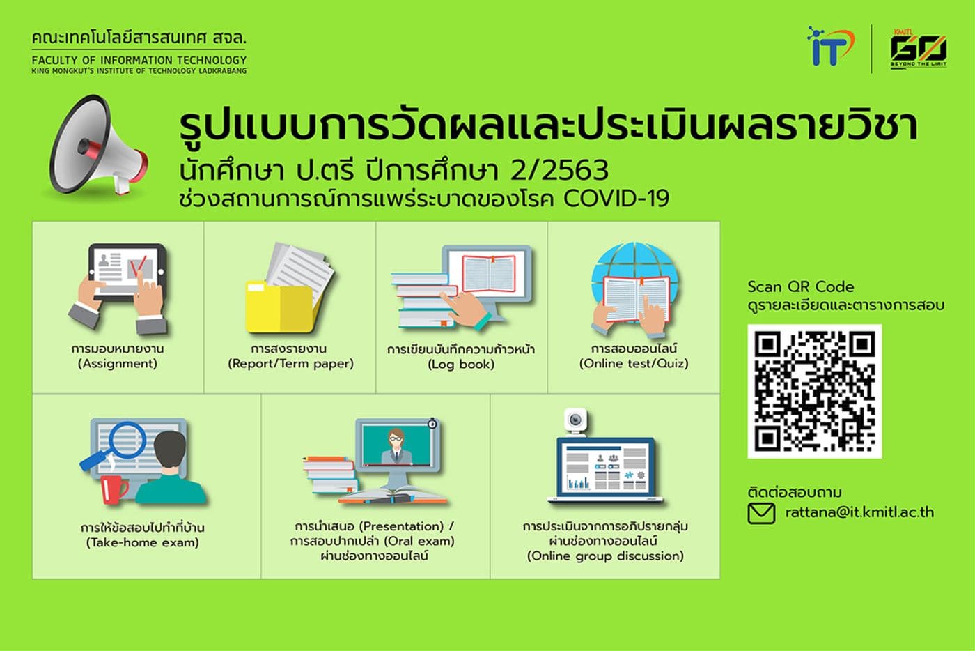 ประกาศรูปแบบการวัดและการประเมินผลรายวิชา ป.ตรี 2/2563
