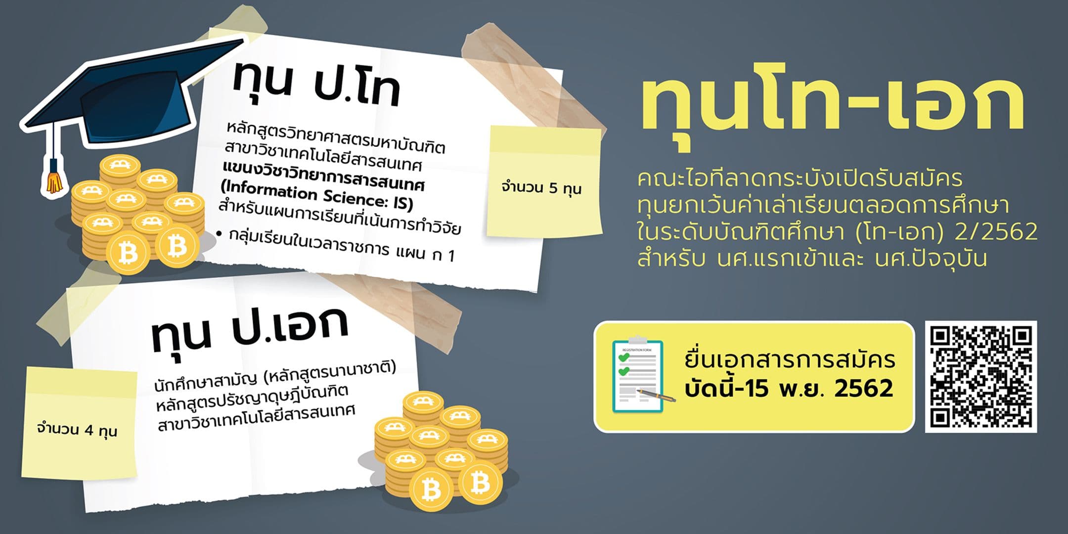 คณะไอทีลาดกระบังเปิดรับสมัครทุน โท-เอก (2/2562)