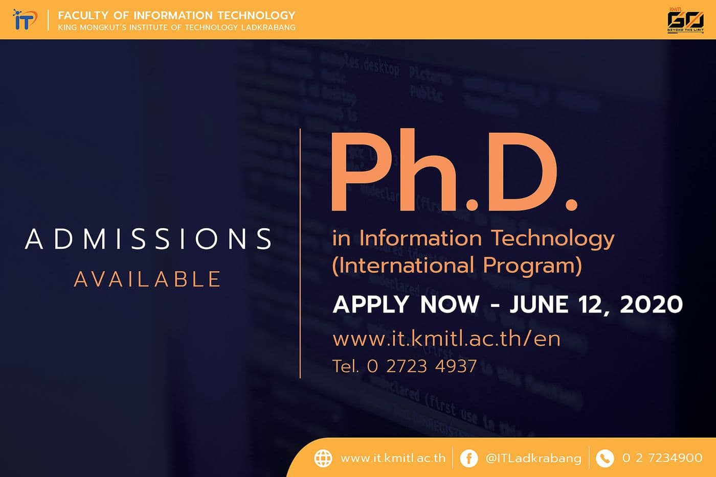 คณะไอทีลาดกระบัง เปิดรับ ป.เอก (อินเตอร์) 1/2563