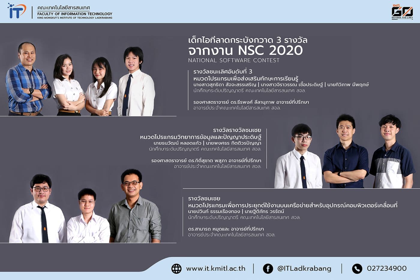 เด็กไอทีลาดกระบังกวาด 3 รางวัลจากงาน NSC 2020